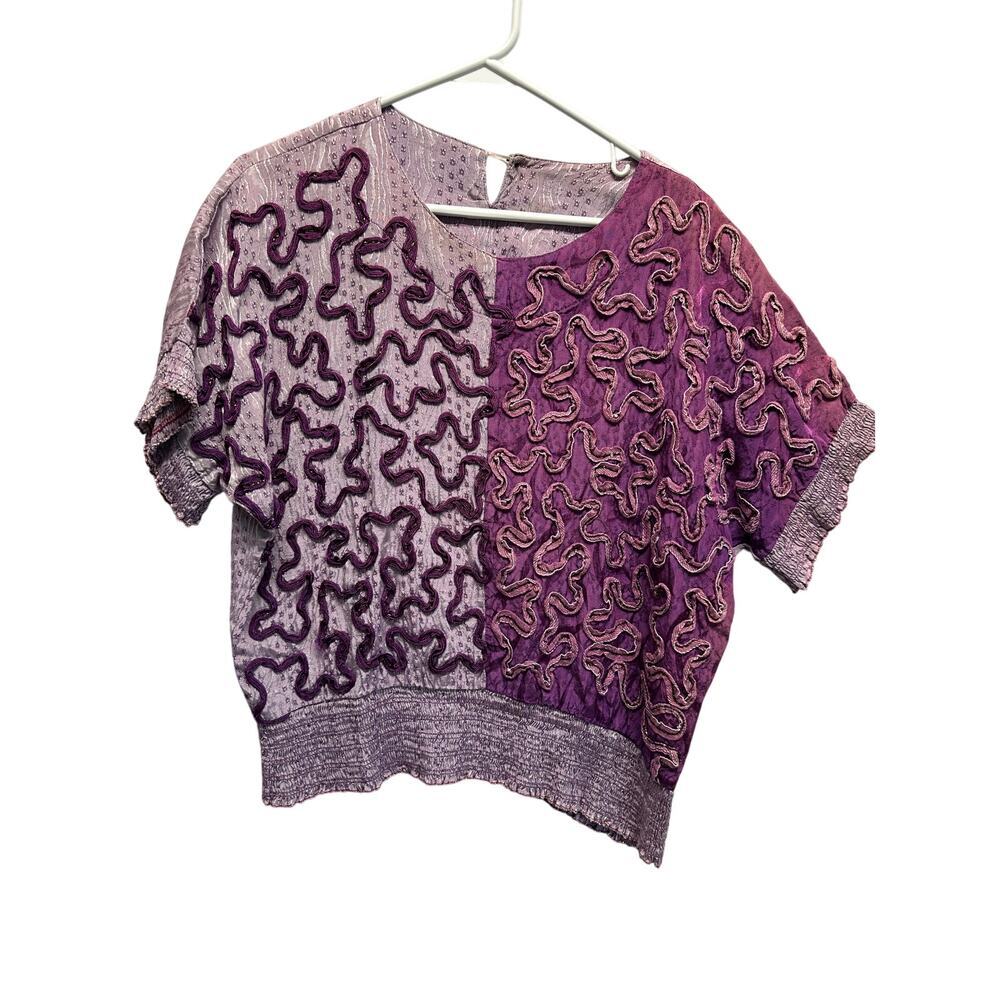 Gorgeous Fairygrunge Purple Bat Sleeve‎ Women Top Embellished Festival Rave